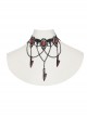 Halloween Black And Red Rose Silver Plated With Chain Blood Blade Pendant Gothic Style Necklace