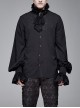High Collar Chest Symmetrical Embroidered Necktie Long-Sleeve Black Gothic Shirt