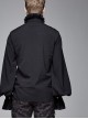 High Collar Chest Symmetrical Embroidered Necktie Long-Sleeve Black Gothic Shirt