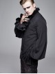 High Collar Chest Symmetrical Embroidered Necktie Long-Sleeve Black Gothic Shirt
