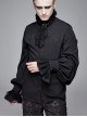 High Collar Chest Symmetrical Embroidered Necktie Long-Sleeve Black Gothic Shirt