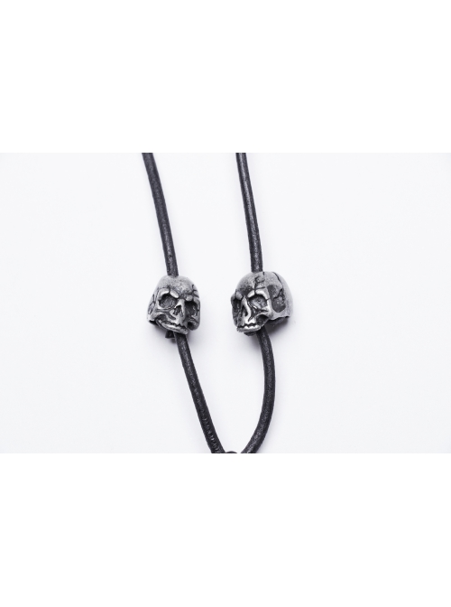 Tin Alloy Draped Chest Skull Spine Beads Decorated Punk Style Retro Adjustable Necklace