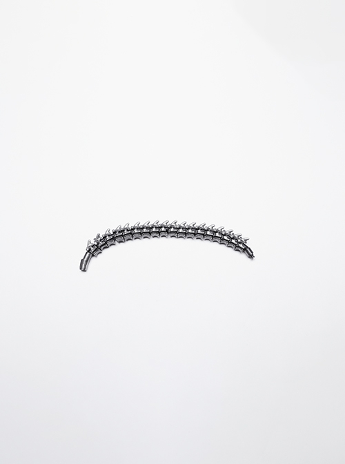 Retro Handsome Tin Colored Three Dimensional Alloy Imitation Spine With Magnetic Buckle Design Punk Style Personality Men's Bone Bracelet