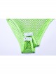 Green Sexy Diamond Perspective Mesh Shoulders With Rhinestone Spike Rivets Decorated Punk Style Bodysuit