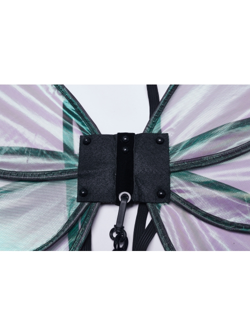 Personalized Black Fantasy Color Simulation Elastic Rubber Band With Hanging Neck Chain Punk Style Fluorescent Butterfly Wings Harness