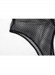 Black Sexy Diamond Perspective Mesh Shoulders With Rhinestone Spike Rivets Decorated Punk Style Bodysuit