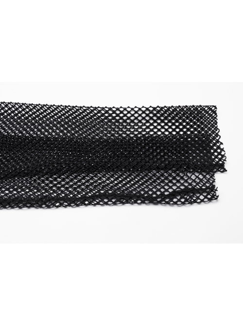 Black Sexy Diamond Perspective Mesh Shoulders With Rhinestone Spike Rivets Decorated Punk Style Bodysuit