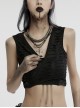 Vintage Tin Alloy Old Feel Spine Beads With Skull Cross Pendant Punk Style Two Piece Necklace