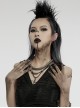 Vintage Tin Alloy Old Feel Spine Beads With Skull Cross Pendant Punk Style Two Piece Necklace