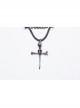 Vintage Tin Alloy Old Feel Spine Beads With Skull Cross Pendant Punk Style Two Piece Necklace