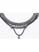 Vintage Tin Alloy Old Feel Spine Beads With Skull Cross Pendant Punk Style Two Piece Necklace