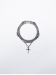 Vintage Tin Alloy Old Feel Spine Beads With Skull Cross Pendant Punk Style Two Piece Necklace