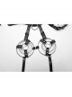 Sexy Hollow Halter Neck Black And Silver Imitation Leather Splicing Metal Ring Punk Style Harness