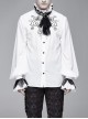 High Collar Chest Symmetrical Embroidered Necktie Long-Sleeve White Gothic Shirt