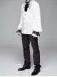 High Collar Chest Symmetrical Embroidered Necktie Long-Sleeve White Gothic Shirt