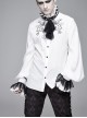 High Collar Chest Symmetrical Embroidered Necktie Long-Sleeve White Gothic Shirt
