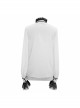 High Collar Chest Symmetrical Embroidered Necktie Long-Sleeve White Gothic Shirt