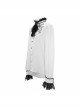 High Collar Chest Symmetrical Embroidered Necktie Long-Sleeve White Gothic Shirt