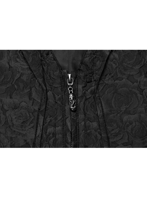Gorgeous Black Rose Pattern Woven Side Exquisite Buckle Decoration Gothic Style Men's Lapel Vest