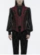 Gorgeous Red Rose Pattern Woven Side Exquisite Buckle Decoration Gothic Style Men's Lapel Vest