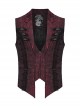 Gorgeous Red Rose Pattern Woven Side Exquisite Buckle Decoration Gothic Style Men's Lapel Vest