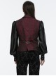 Gorgeous Red Rose Pattern Woven Side Exquisite Buckle Decoration Gothic Style Men's Lapel Vest
