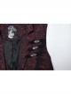 Gorgeous Red Rose Pattern Woven Side Exquisite Buckle Decoration Gothic Style Men's Lapel Vest