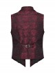Gorgeous Red Rose Pattern Woven Side Exquisite Buckle Decoration Gothic Style Men's Lapel Vest