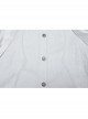 White Gorgeous Shiny Pattern Woven Shoulder Tie Rope Decoration Gothic Style Stand Collar Puff Sleeve Shirt
