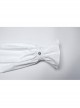 White Gorgeous Shiny Pattern Woven Shoulder Tie Rope Decoration Gothic Style Stand Collar Puff Sleeve Shirt