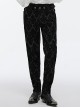 Gorgeous Flocked Fabric Exquisite Carved Gemstone Buckles And Adjustable Side Straps Gothic Style Leggings