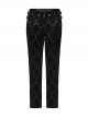 Gorgeous Flocked Fabric Exquisite Carved Gemstone Buckles And Adjustable Side Straps Gothic Style Leggings