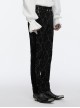 Gorgeous Flocked Fabric Exquisite Carved Gemstone Buckles And Adjustable Side Straps Gothic Style Leggings