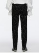 Gorgeous Flocked Fabric Exquisite Carved Gemstone Buckles And Adjustable Side Straps Gothic Style Leggings