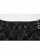 Gorgeous Flocked Fabric Exquisite Carved Gemstone Buckles And Adjustable Side Straps Gothic Style Leggings