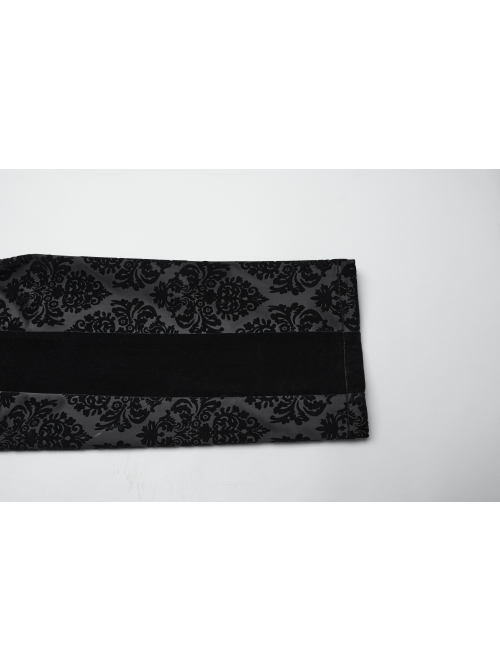 Gorgeous Flocked Fabric Exquisite Carved Gemstone Buckles And Adjustable Side Straps Gothic Style Leggings