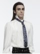 Black And Blue Retro Imitation Silk Exquisite Pattern With Three Dimensional Bat Cross Applique Gothic Style Men's Tie