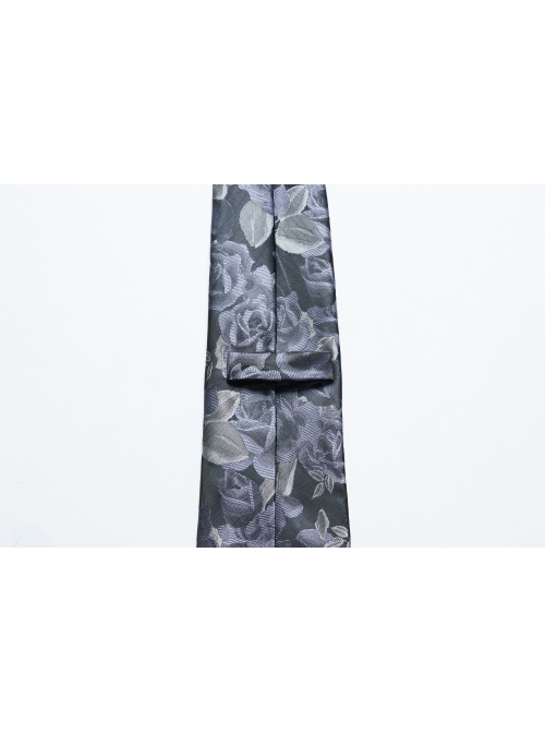 Black And Blue Retro Imitation Silk Exquisite Pattern With Three Dimensional Bat Cross Applique Gothic Style Men's Tie