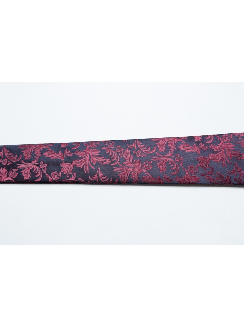 Red And Blue Retro Imitation Silk Exquisite Pattern With Three Dimensional Plant Flower Applique Gothic Style Men's Tie