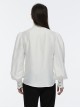 Gorgeous White Layered Glossy Woven Front Panel Lace Decoration Gothic Style Puff Sleeve Shirt