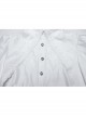 Gorgeous White Layered Glossy Woven Front Panel Lace Decoration Gothic Style Puff Sleeve Shirt