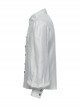 Gorgeous White Layered Glossy Woven Front Panel Lace Decoration Gothic Style Puff Sleeve Shirt
