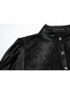 Gorgeous Black Layered Glossy Woven Front Panel Lace Decoration Gothic Style Puff Sleeve Shirt