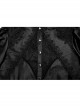 Gorgeous Black Layered Glossy Woven Front Panel Lace Decoration Gothic Style Puff Sleeve Shirt