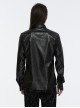 Black Pleated Non Stretch Faux Leather Collar Dragon Scale Decorative Tabs And Gothic Style Skull Long Sleeved Shirt