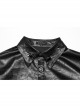 Black Pleated Non Stretch Faux Leather Collar Dragon Scale Decorative Tabs And Gothic Style Skull Long Sleeved Shirt
