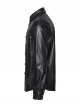 Black Pleated Non Stretch Faux Leather Collar Dragon Scale Decorative Tabs And Gothic Style Skull Long Sleeved Shirt