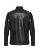 Black Pleated Non Stretch Faux Leather Collar Dragon Scale Decorative Tabs And Gothic Style Skull Long Sleeved Shirt