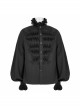 Lace High Collar Hand-Embroidered Long Sleeve Black Gothic Shirt