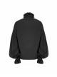 Lace High Collar Hand-Embroidered Long Sleeve Black Gothic Shirt